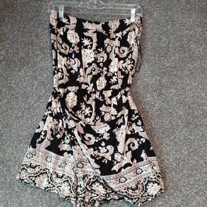 Angie Romper Womens Small Strapless Boho Festival Summer Floral Rayon Jumpsuit